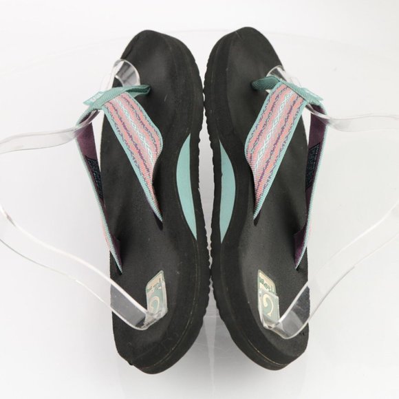 Teva Women Mush Sandal Slide Flip Flop Size 8 Thong Comfy Sage Green Purple Shoe - Picture 9 of 12